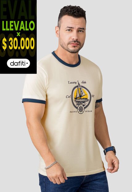 Camiseta Hombre Crema Mp 110525