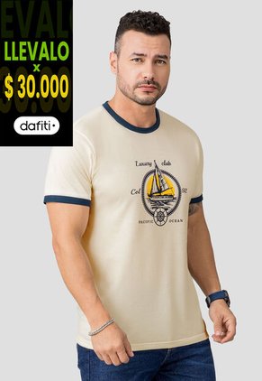 Camiseta Hombre Crema Mp 110525