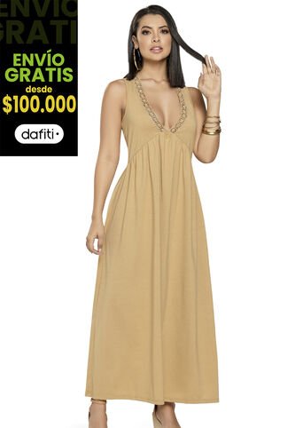 Vestido Largo Mujer Amarillo Mp 4506 MP