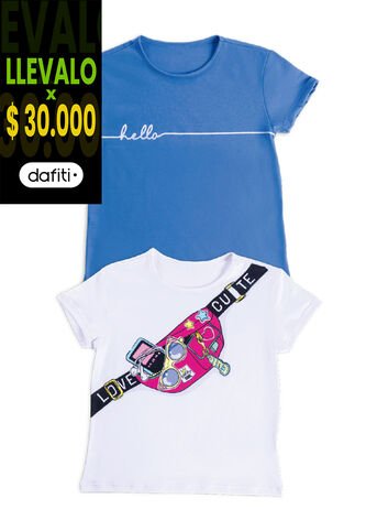 Camiseta Paq X2 Infantil Femenino Multicolor Mp 6080 MP
