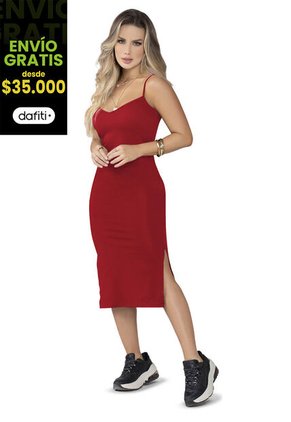 Vestido Largo Mujer Rojo Mp 5164