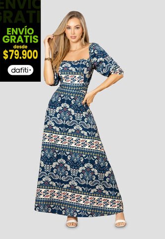 Vestido Largo Mujer Estampado Mp 112513 MP