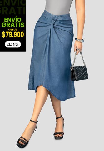 Falda Larga Mujer Azul Medio Mp 112372 MP