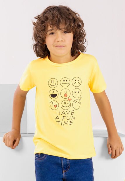 Camiseta Infantil Masculino Amarillo Pastel Mp 101206