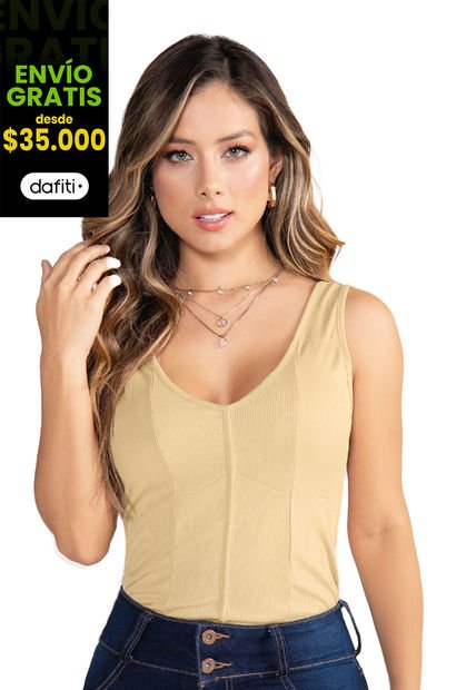 Camiseta Mujer Beige Mp 3254