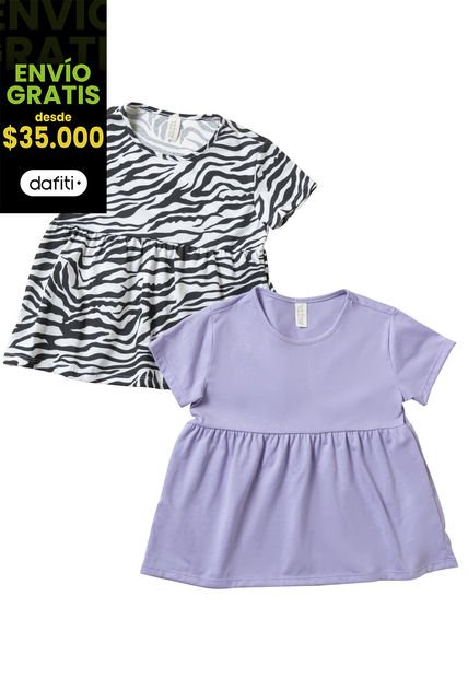 Camiseta Paq X2 Infantil Femenino Multicolor Mp 102923