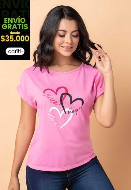 Camiseta Mujer Rosado Mp 1787