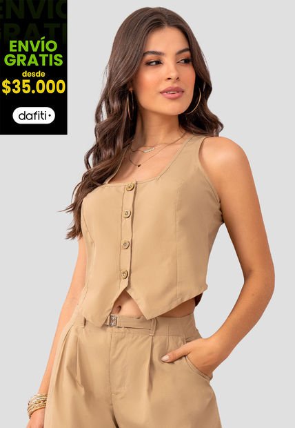 Chaleco Mujer Beige Mp 105144