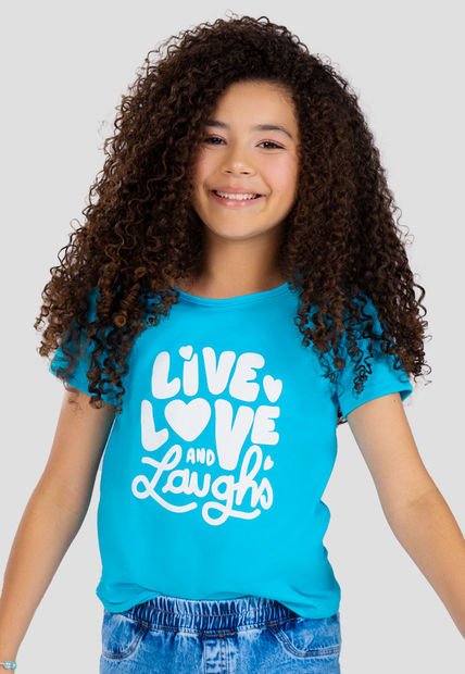 Camiseta Infantil Femenino Azul Turquesa Mp 101498
