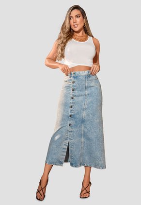 Falda Larga Mujer Azul Claro Mp 105528