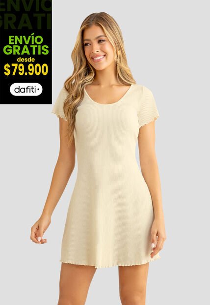 Vestido Corto Mujer Crema Mp 110674