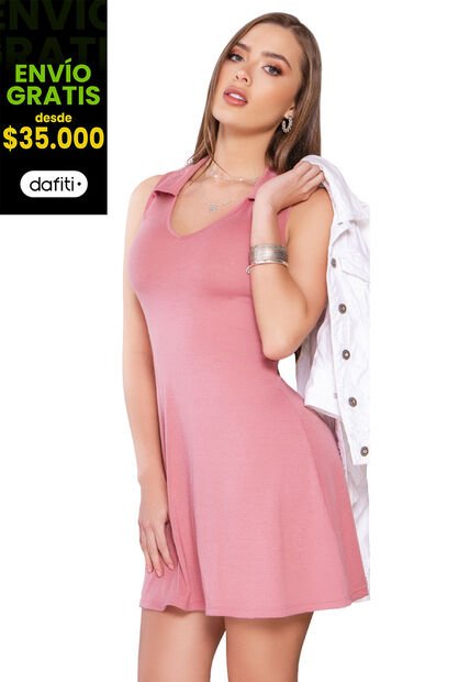 Vestido Corto Mujer Rosa Mp 16860