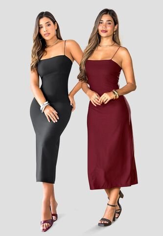 Vestido Paq X2 Mujer Merlot-Negro Mp 114179 MP