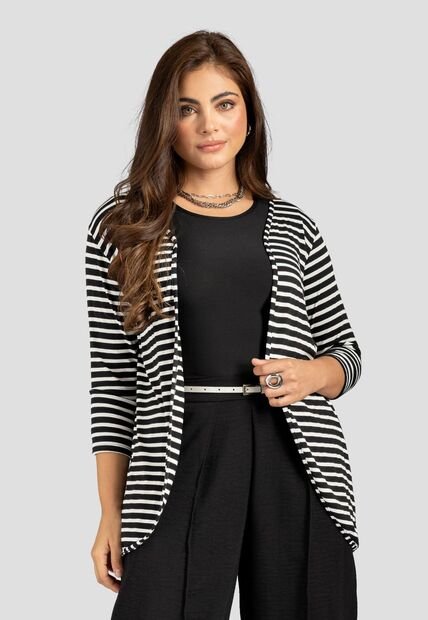 Cardigan Mujer Negro-Blanco Mp 113211