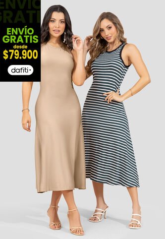 Vestido Paq X2 Mujer Multicolor Mp 110497 MP