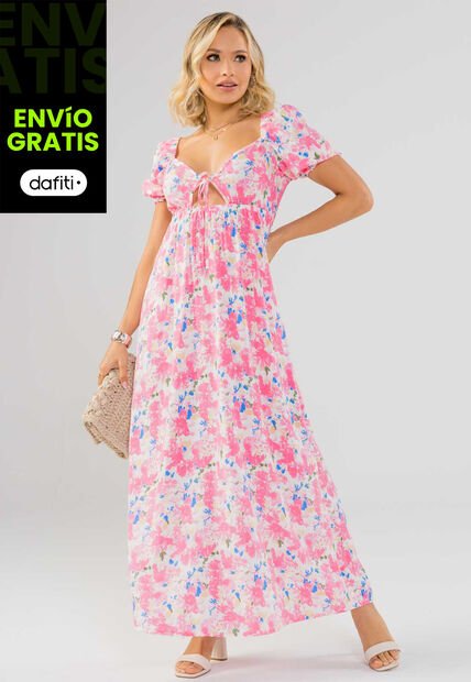 Vestido Largo Mujer Rosa Mp 100072