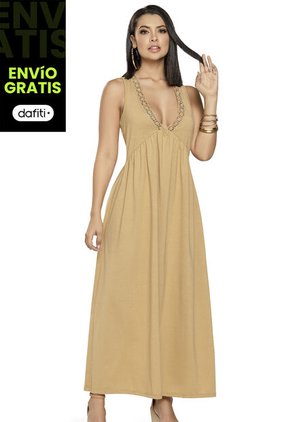 Vestido Largo Mujer Amarillo Mp 4506