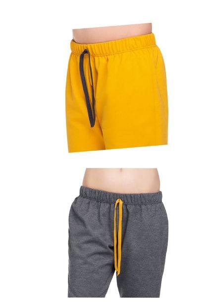 Bermuda Paq X2 Para Niño Gris Jaspe/Mostaza MP