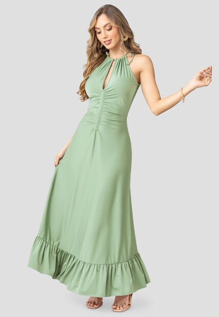 Vestido Largo Mujer Verde Matcha Mp 110420