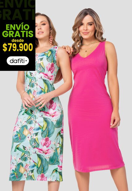 Vestido Paq X2 Mujer Estampado Mp 110197