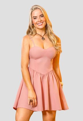 Vestido Corto Mujer Rosa Polvo Mp 114279