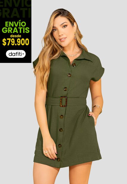 Vestido Mujer Verde Militar Mp 110131