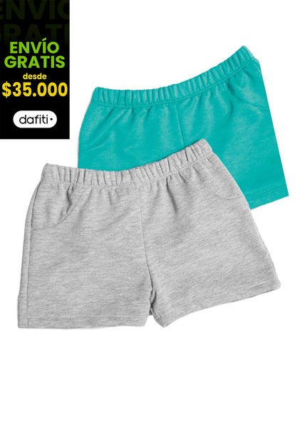 Short Paq X2 Bebe Unisexo Gris Jaspe - Verde Jade MP