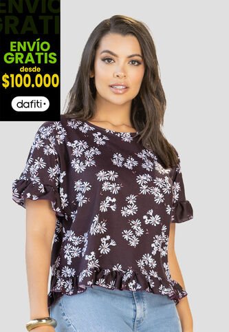 Blusa Mujer Estampado Mora Oscuro Mp 112218 MP
