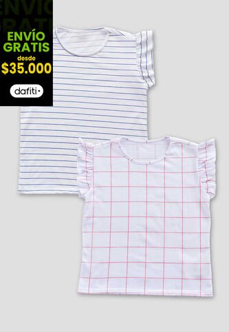 Camiseta Paq X2 Infantil Femenino Estampado Mp 112571 MP