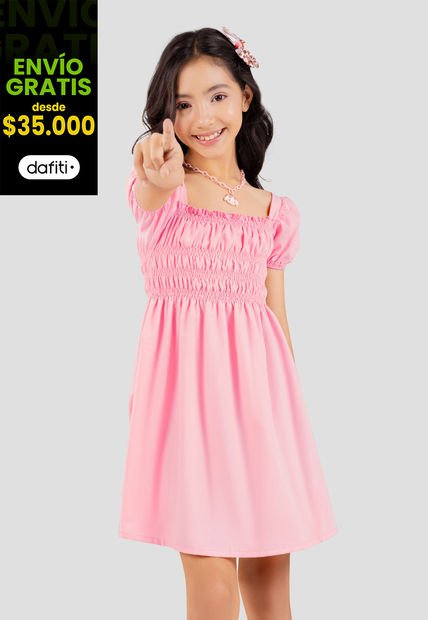 Vestido Infantil Femenino Rosado Mp 101129