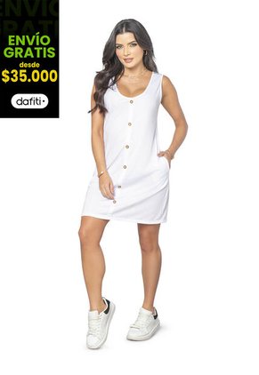 Vestido Corto Mujer Blanco Mp 4043