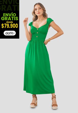 Vestido Largo Mujer Verde Mp 105166 MP