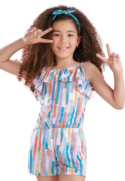 Enterizo Corto Infantil Femenino Multicolor Mp 9788