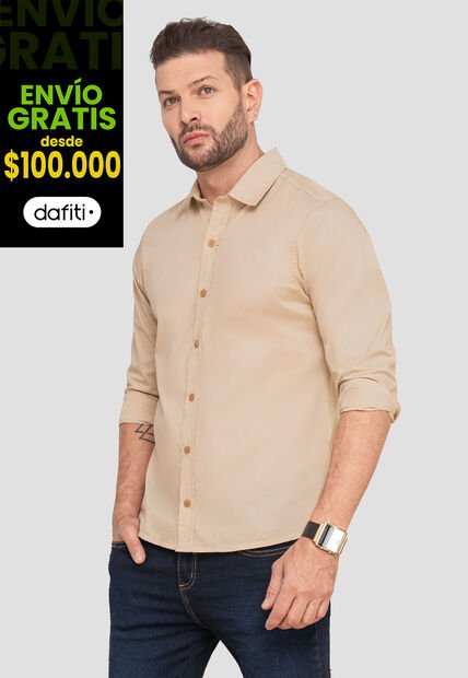 Camisa Hombre Beige Mp 103618