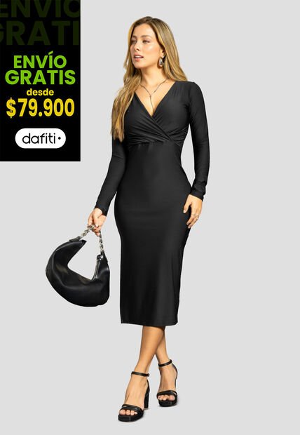 Vestido Largo Mujer Negro Mp 112224