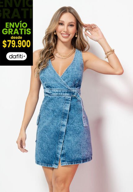 Vestido Corto Mujer Azul Mp 101391
