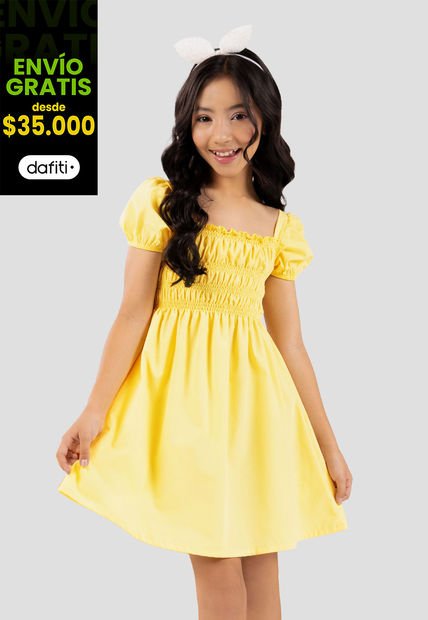 Vestido Infantil Femenino Amarillo Pastel Mp 101129
