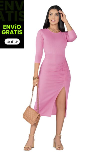 Vestido Largo Exterior Rosado Mp 5010