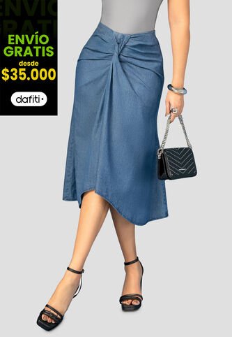 Falda Larga Mujer Azul Medio Mp 112372 MP