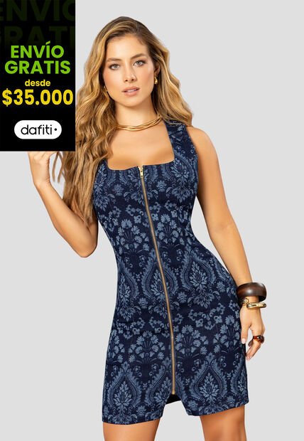 Vestido Largo Mujer Azul Oscuro Mp 112375