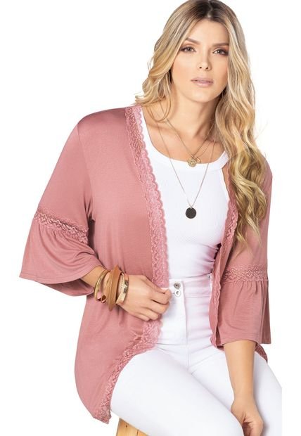 Kimono Para Mujer Palo De Rosa Oscuro Mp