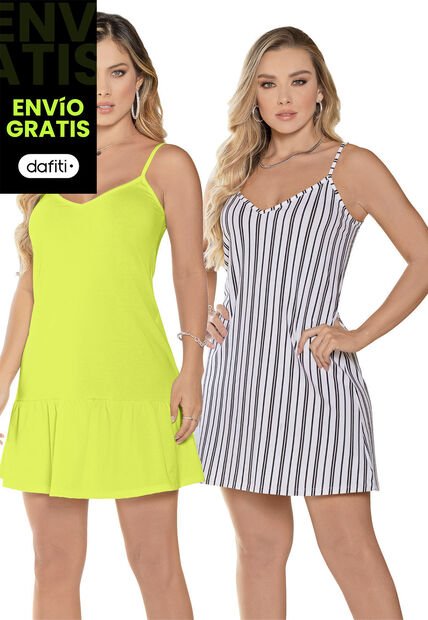 Vestido Paq X2 Mujer Multicolor Mp 6245