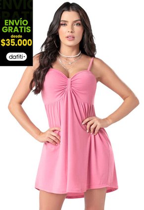 Vestido Corto Mujer Rosado Mp 4753