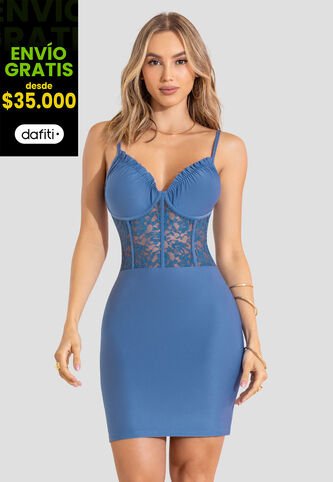 Vestido Corto Mujer Azul Indigo Mp 113479 MP