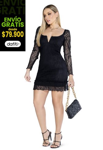 Vestido Corto Exterior Negro Mp 3474 MP
