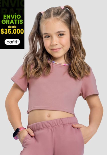 Crop Top Infantil Femenino Rosa Mp 4132