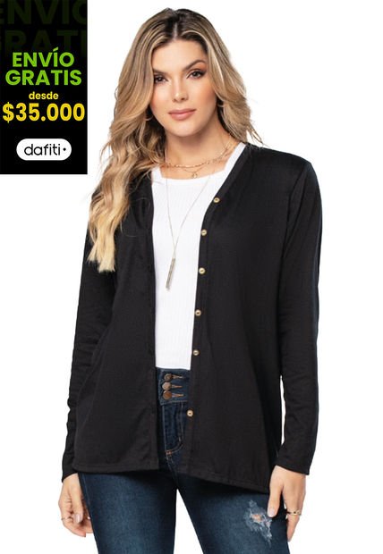 Cardigan Mujer Negro Mp 9133