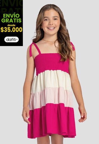 Vestido Infantil Femenino Magenta Vivo Mp 103717 MP