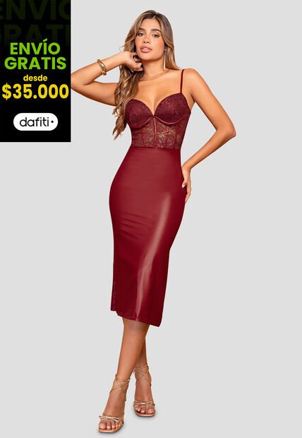 Vestido Largo Mujer Merlot Mp 112526