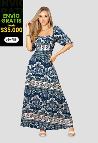 Vestido Largo Mujer Estampado Mp 112513 MP